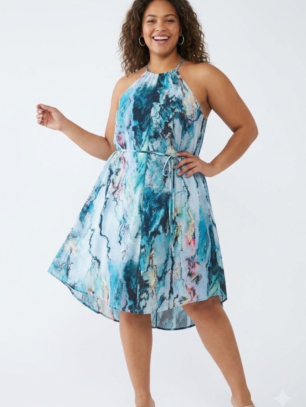 Mossimo Supply Co. Light Blue and Teal Print Dress